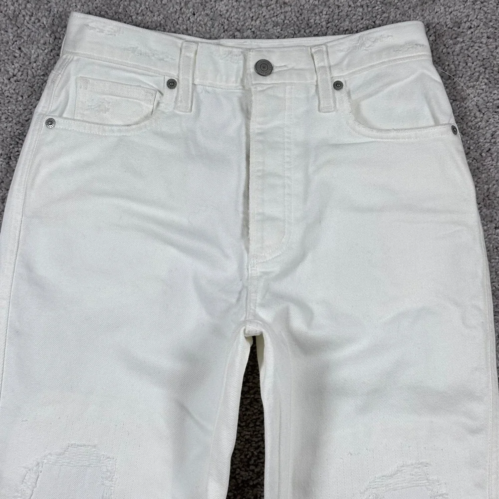 Lucky‎ Brand Drew Mom Jean White Distressed High Rise Button Fly Size 6/28 NEW